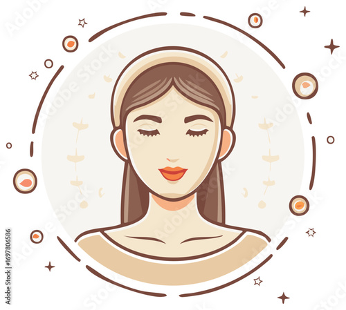 Woman with eyes closed wearing a headband for skincare and beauty routine