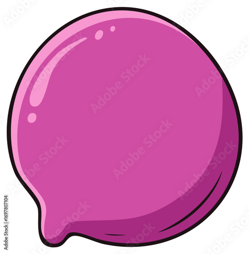 Shiny Pink Bubble Gum Bubble Cartoon Illustration