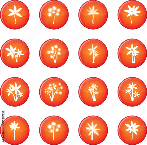 Palm tree icons vector set