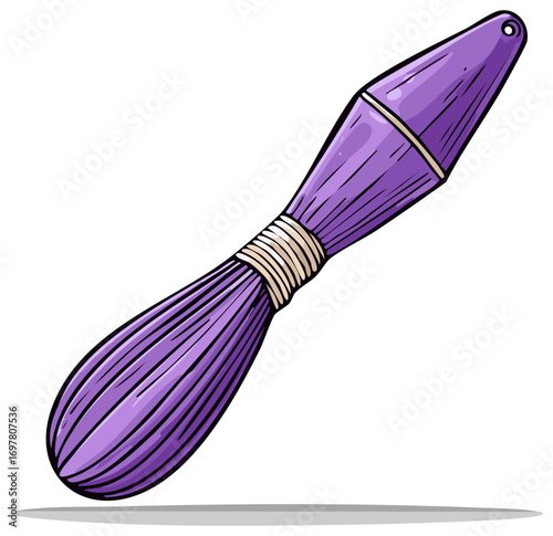 Purple decorative brush with a hole, with striped detail