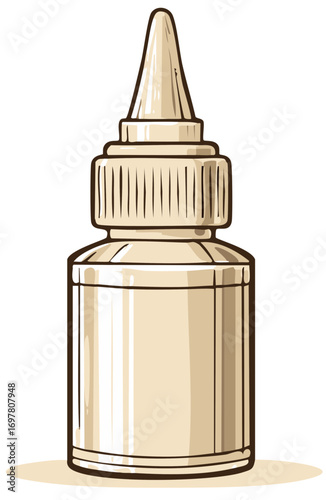 Small beige dropper bottle medical eye drops nasal solution packaging vector illustration
