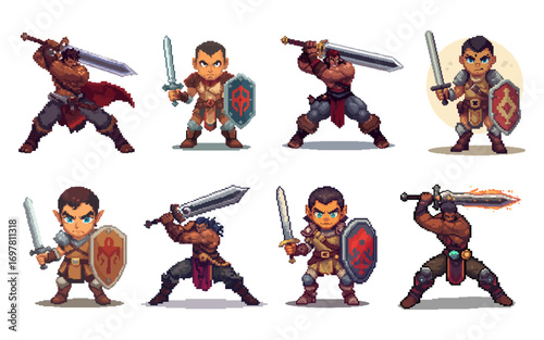 Barbarian and Knight Pixel Character Bundle