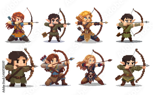 Archer Warrior Pixel Character Bundle