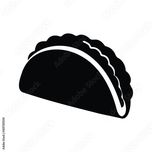 Monochrome image depicts a delicious taco, a culinary delight, ready to eat, taco with sauce silhouette vector illustration