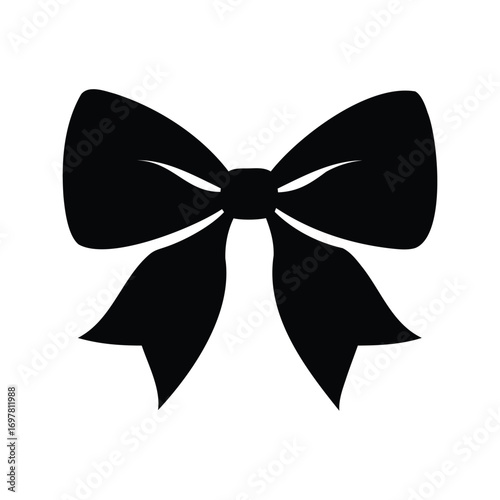 A simple black bow, design element, perfect for adding a touch of elegance, bow in wedding decoration silhouette vector illustration