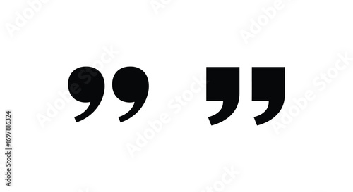 two large black quotation marks on white background
