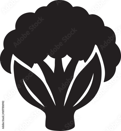 Fresh cauliflower silhouette vector, perfect for vegetable, food, kitchen, and healthy designs.