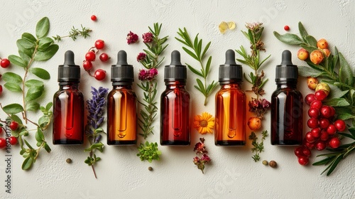 Amber dropper bottles with natural ingredients