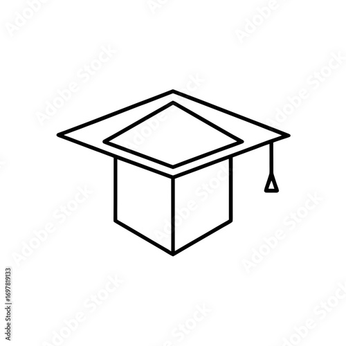 Graduation cap outline symbol illustration on transparent background
