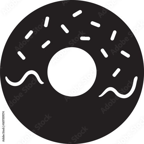 Sweet donut silhouette vector, ideal for bakery, dessert, food, and confectionery designs.
