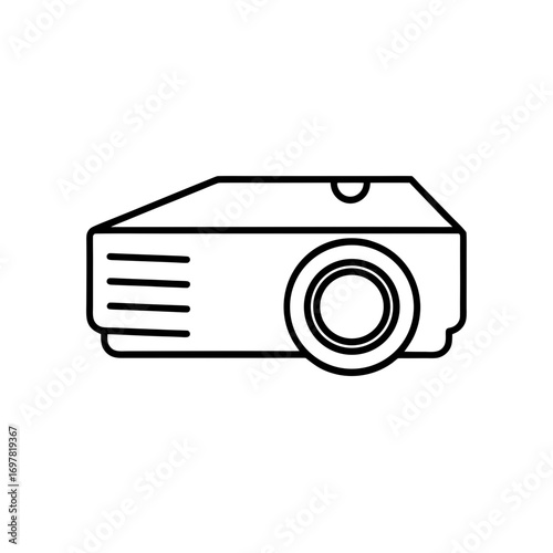Outline drawing of a projector device on transparent background