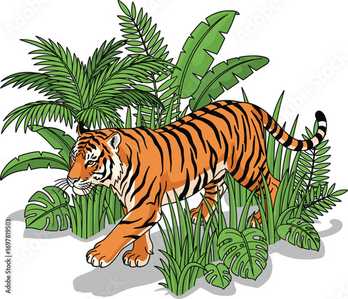 Basic RGB“Isometric Tiger Hunting in Jungle Vector Illustration”.742Z