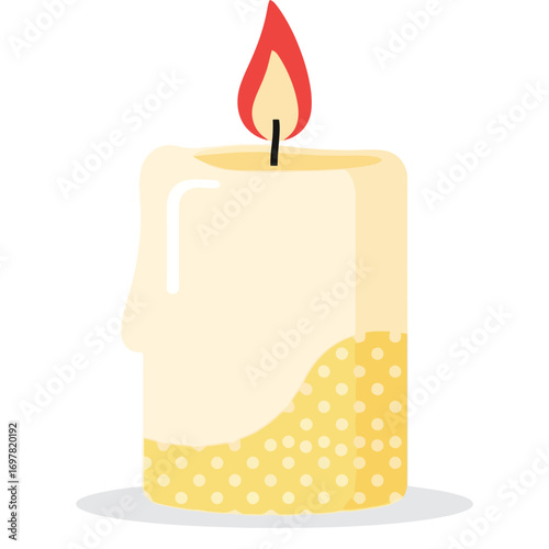 vector illustration of a lit memorial candle with a warm flame and patterned base for a solemn Veterans Day vigil.