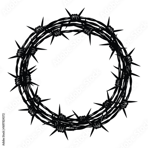 Barbed wire crown symbolizing suffering pain sacrifice suffering and redemption christian symbolism vector