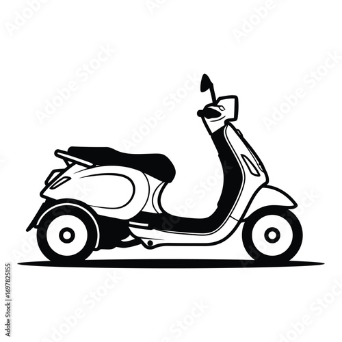 Classic scooter silhouette isolated motorized two-wheeled vehicle for transportation and travel vector