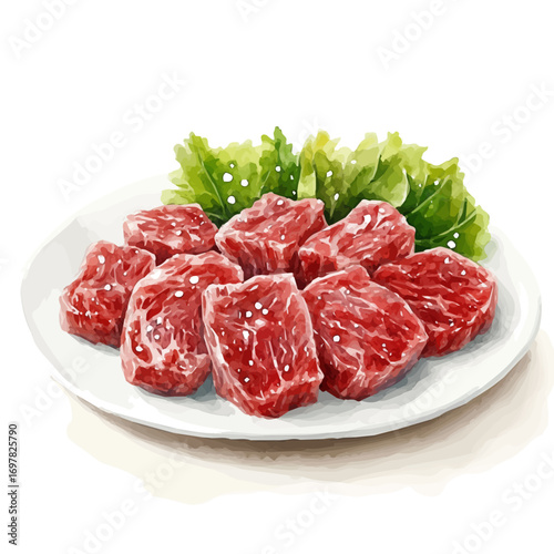 Bulgogi, watercolor clipart vector, isolated on a white background.
