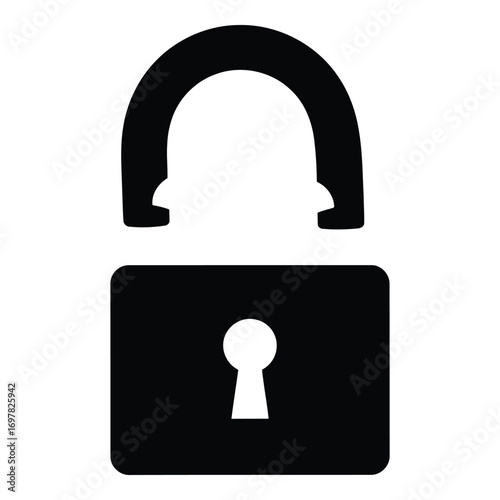 Open padlock icon symbolizing security unlocked access safety and protection concept vector