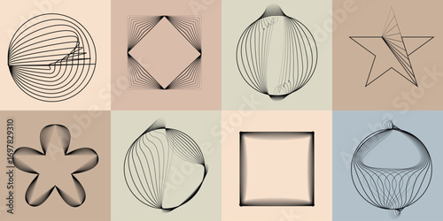 Lines  in Circle Form .Rotate rounded shape Vector .Rotating dots form a circle .Rotating and linear design element . Various lines forming round shape . Abstract Geometric line art 