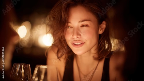 Charming Smile During Candlelight Dinner