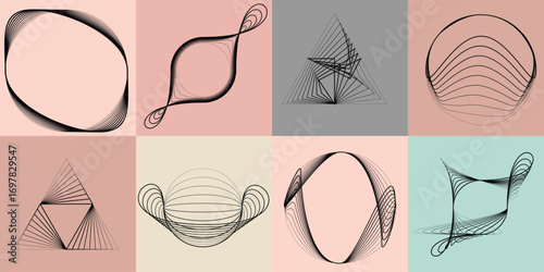 Lines  in Circle Form .Rotate rounded shape Vector .Rotating dots form a circle .Rotating and linear design element . Various lines forming round shape . Abstract Geometric line art 