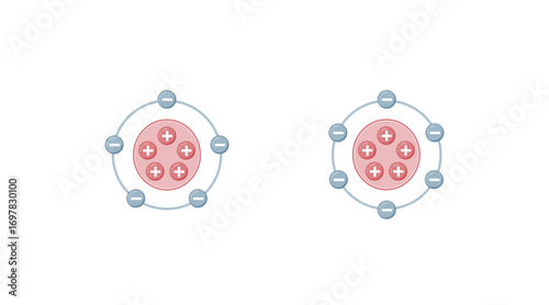 Neutral atom and Anion Structure. Scientific Design. Vector Illustration.	