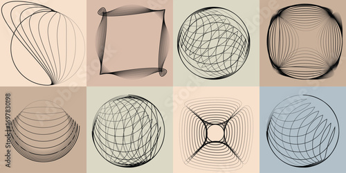 Lines  in Circle Form .Rotate rounded shape Vector .Rotating dots form a circle .Rotating and linear design element . Various lines forming round shape . Abstract Geometric line art 