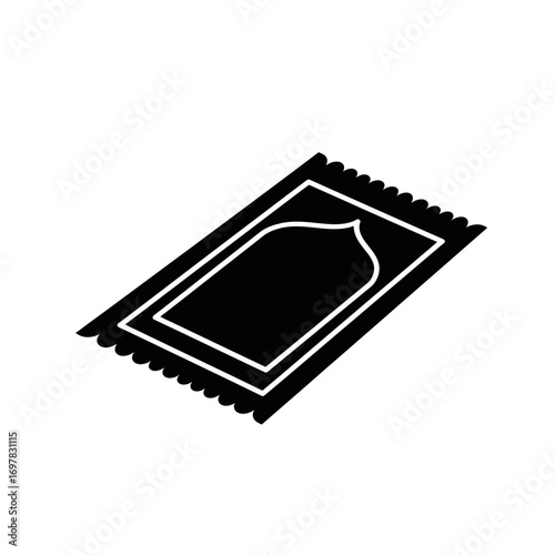 Islamic prayer rug, black silhouette, simple design, prayer mat, religious symbol.