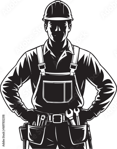 Construction worker builder handyman contractor repairman engineer vector