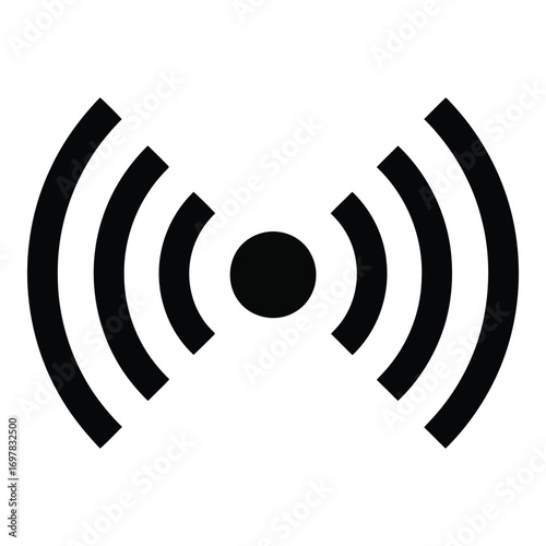 Black wi-fi signal icon represents wireless network connectivity and internet access symbol vector