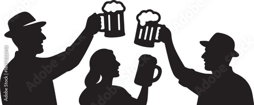 Oktoberfest Silhouette Vector Bundle. Beer Festival German Culture Clipart Set