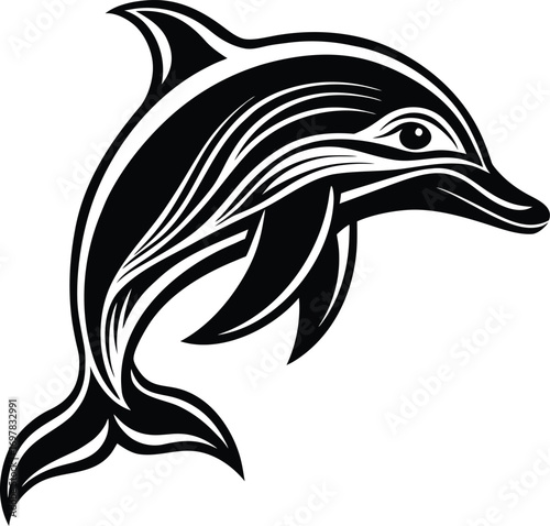 a sleek dolphin head logo with a hydrodynamics pat.eps