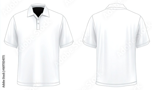 White polo shirt, front and back views