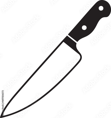 Knife chef kitchen cooking cutlery sharp blade steel tool equipment vector