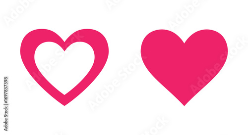 two hearts one outlined pink love symbol romantic