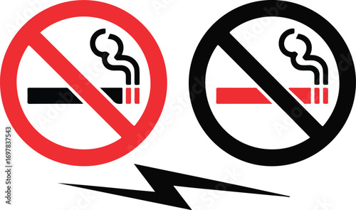 No Smoking, No Vaping, and Smoking Area Sign Set – Health and Safety Symbols