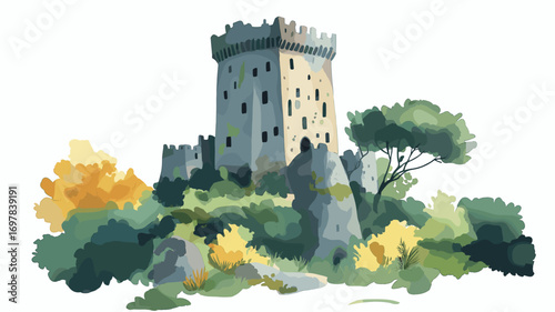 Blarney Castle. Blarney Castle watercolor vector illustration