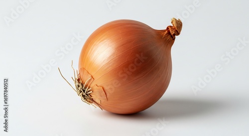 Wallpaper Mural Single ripe onion rests softly lit against white background. AI Generated Torontodigital.ca