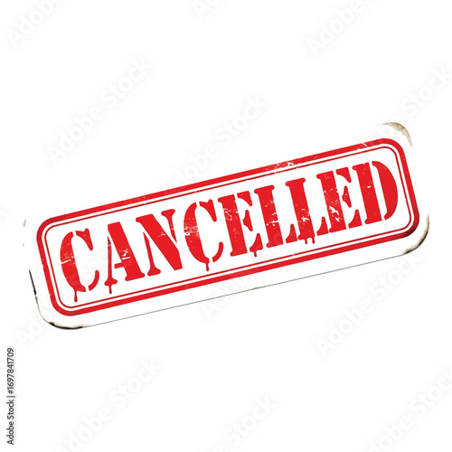 Stamp impression of the word cancelled red ink on a isolated graphic element vector