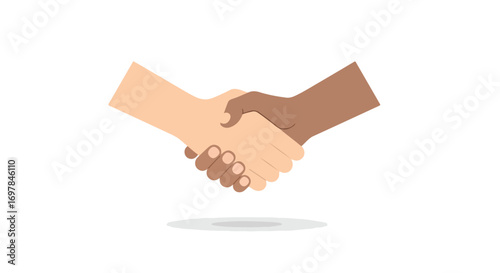 Harmonious agreement depicted through an illustration of a handshake between diverse hands showcasing global unity and partnership