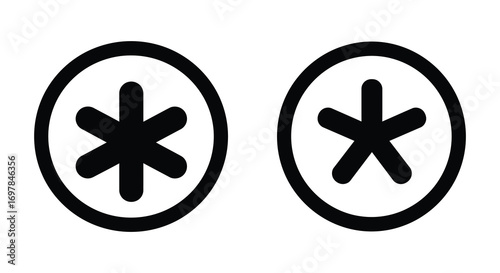 two circular shapes with star symbols inside them side by side