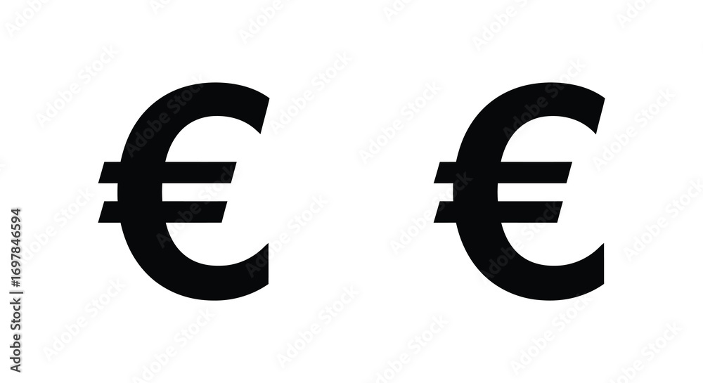 Fototapeta premium two euro symbols side by side on white background