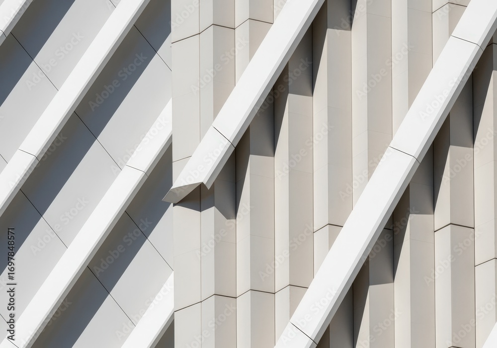 Obraz premium Modern architectural facade with dynamic diagonal lines