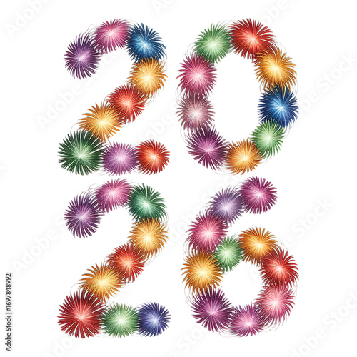 Celebrate 2026 with festive floral numbers, a vibrant design perfect for new year announcements or event decor