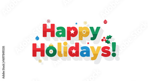 Festive holiday greeting with vibrant, whimsical typography conveying cheer and celebratory spirit for seasonal occasions, rendered with playful