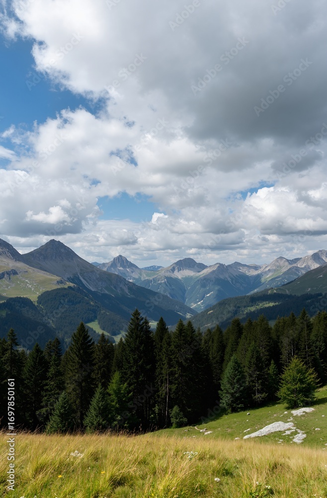 Fototapeta premium mountain landscape with blue sky and clouds