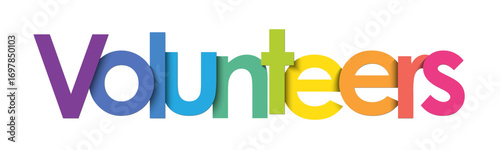 VOLUNTEERS colorful vector typography banner