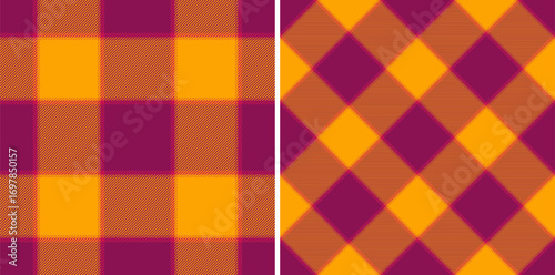 Stylish plaid pattern in warm, autumnal hues. A classic, rustic design perfect for backgrounds, textiles,  creative projects requiring a cozy, textured feel.