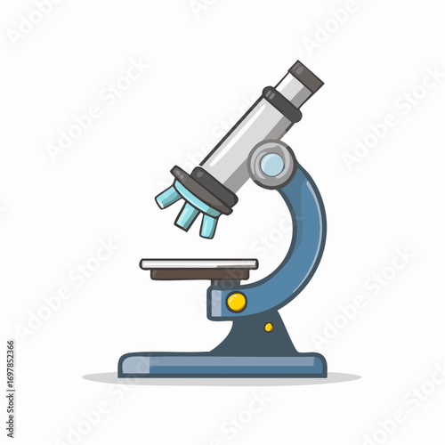 Scientific microscope illustration isolated on a white background. Vector icon representing laboratory research, education, and biological discovery