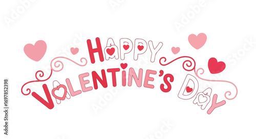 Delightful Valentine's Day greeting with hearts and charming typography perfect for holiday celebration design embellishments