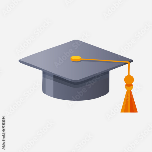 Minimalist vector icon of a graduation cap. Flat style academic mortarboard illustration with clean lines and smooth gradients for education concepts